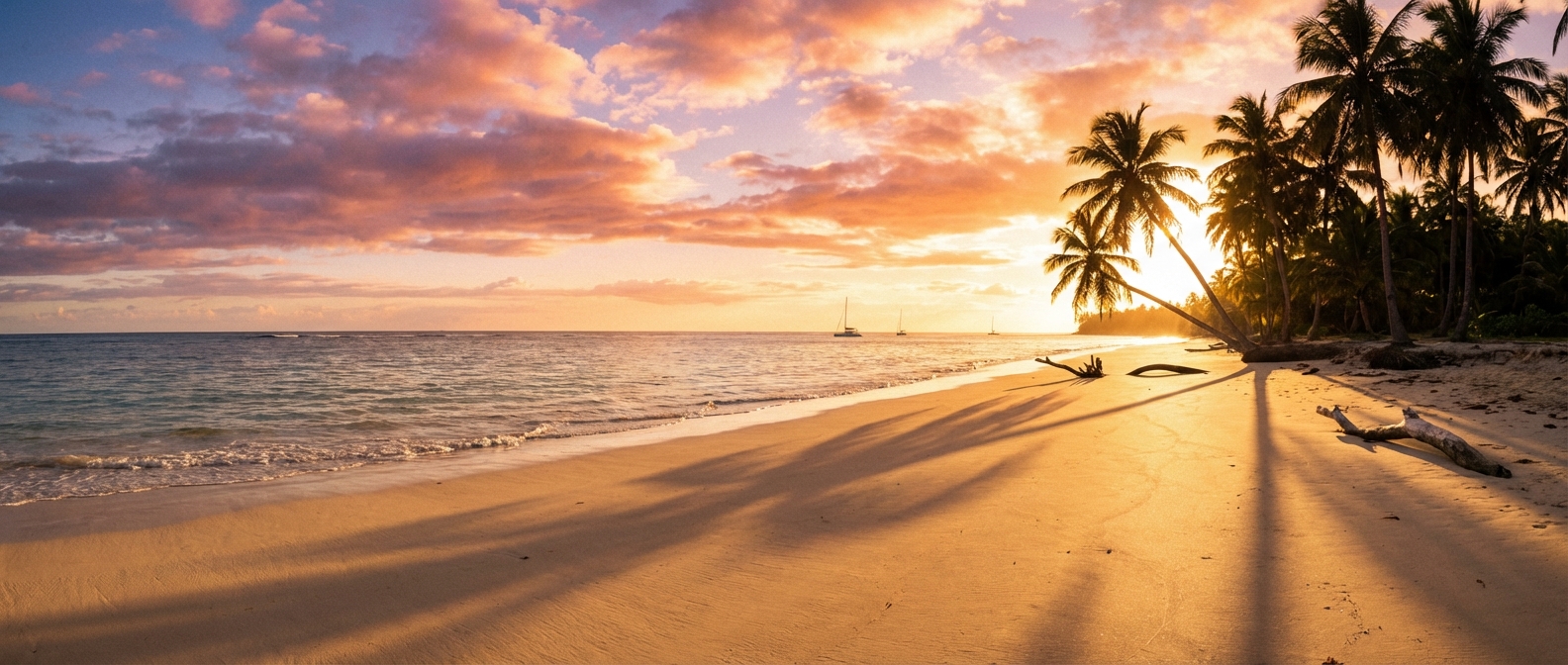 Sandy beach at golden hour