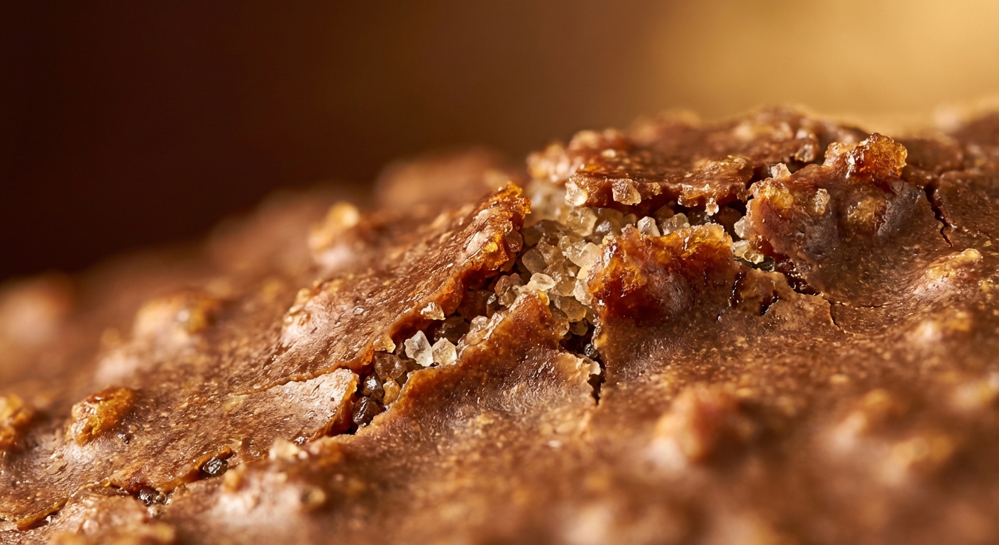 Extreme close-up of chocolate coated sand showing crunchy texture